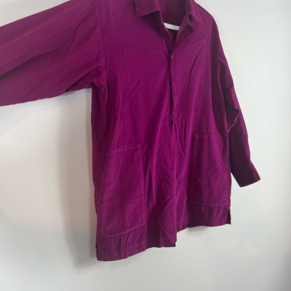 Eskandar Purple Cotton Long Sleeve Button Shirt Tunic Top Eskandar s/z0 - Picture 4 of 9